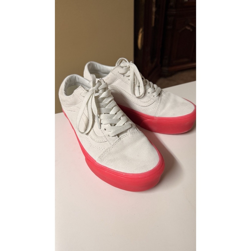 Vans Old Skool Stackform Platform White Pink Sneakers Shoes Men 7 Women 8.5